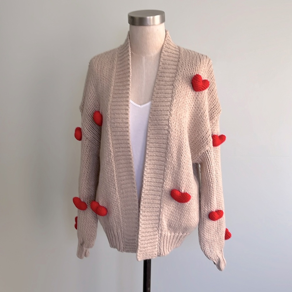 Anthropology Maeve Susanna 3D Heard Tan Cardigan Seeater - Picture 2 of 11